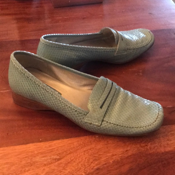 Enzo Angiolini Shoes - Teal snakeskin loafers Enzo angiolini